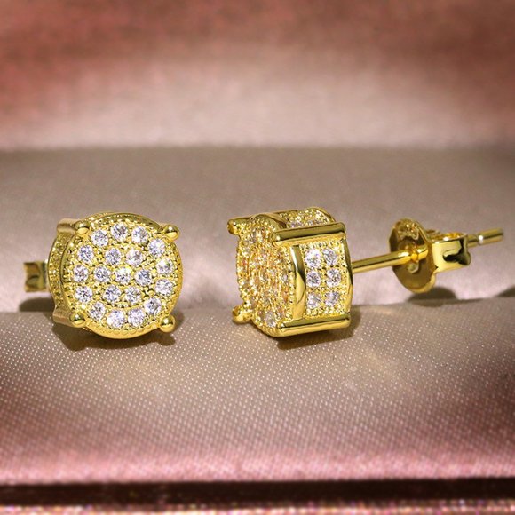 NEW 18K Yellow Gold Diamond All Around Earrings - Picture 2 of 4